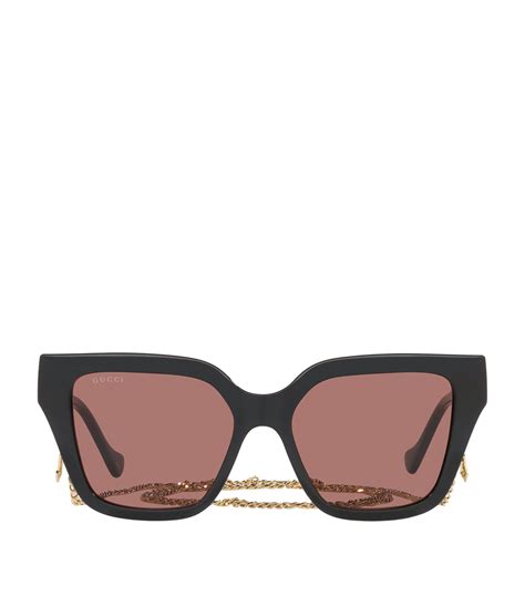 gucci 52mm rectangle sunglasses|gucci rectangular sunglasses with chain.